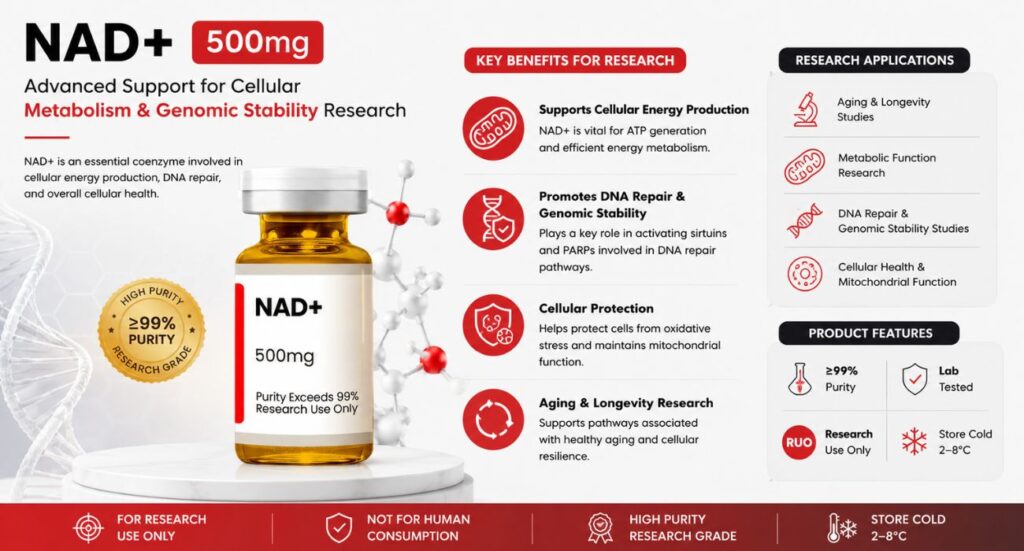 Biochemical Role of NAD+ in Cellular Metabolism and Genomic Stability Research